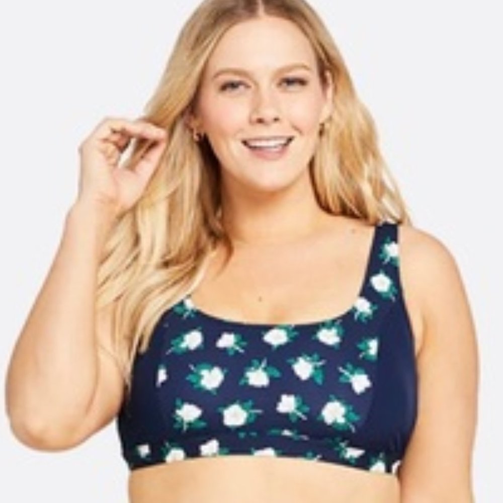 NWT DRAPER JAMES x LANDS' END ~ MAGNOLIA FLORAL SWIMSUIT / BIKINI TOP ~ 2